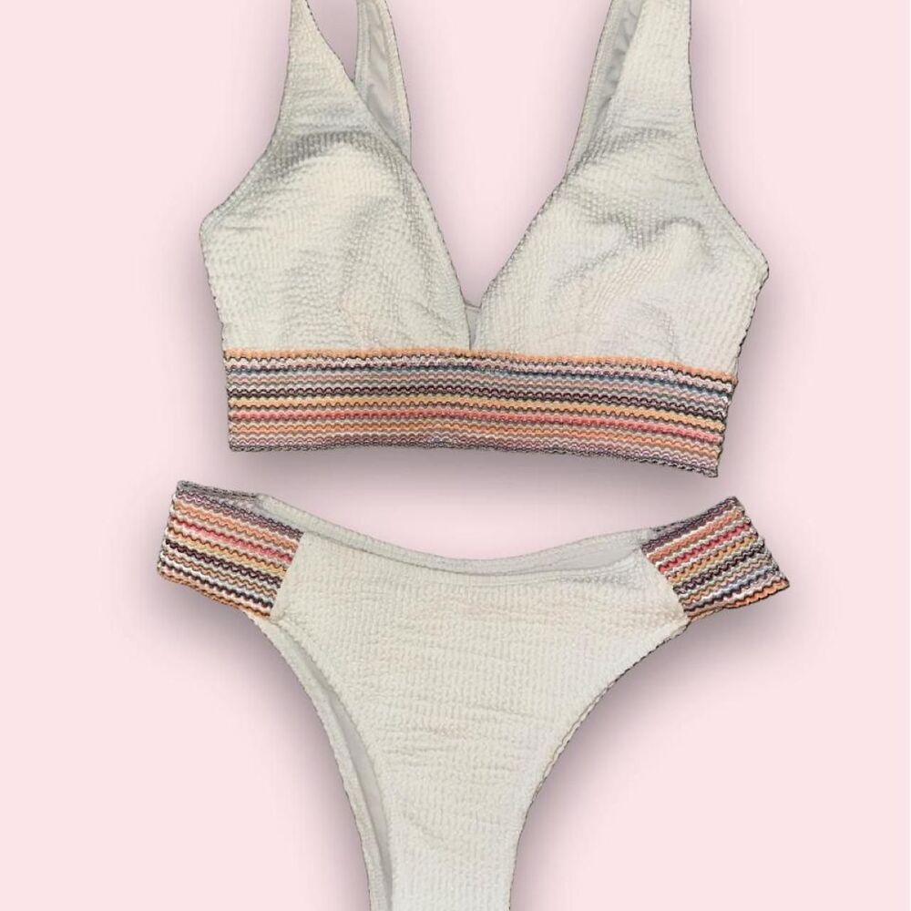 SHEIN white scrunchy bikini set size M